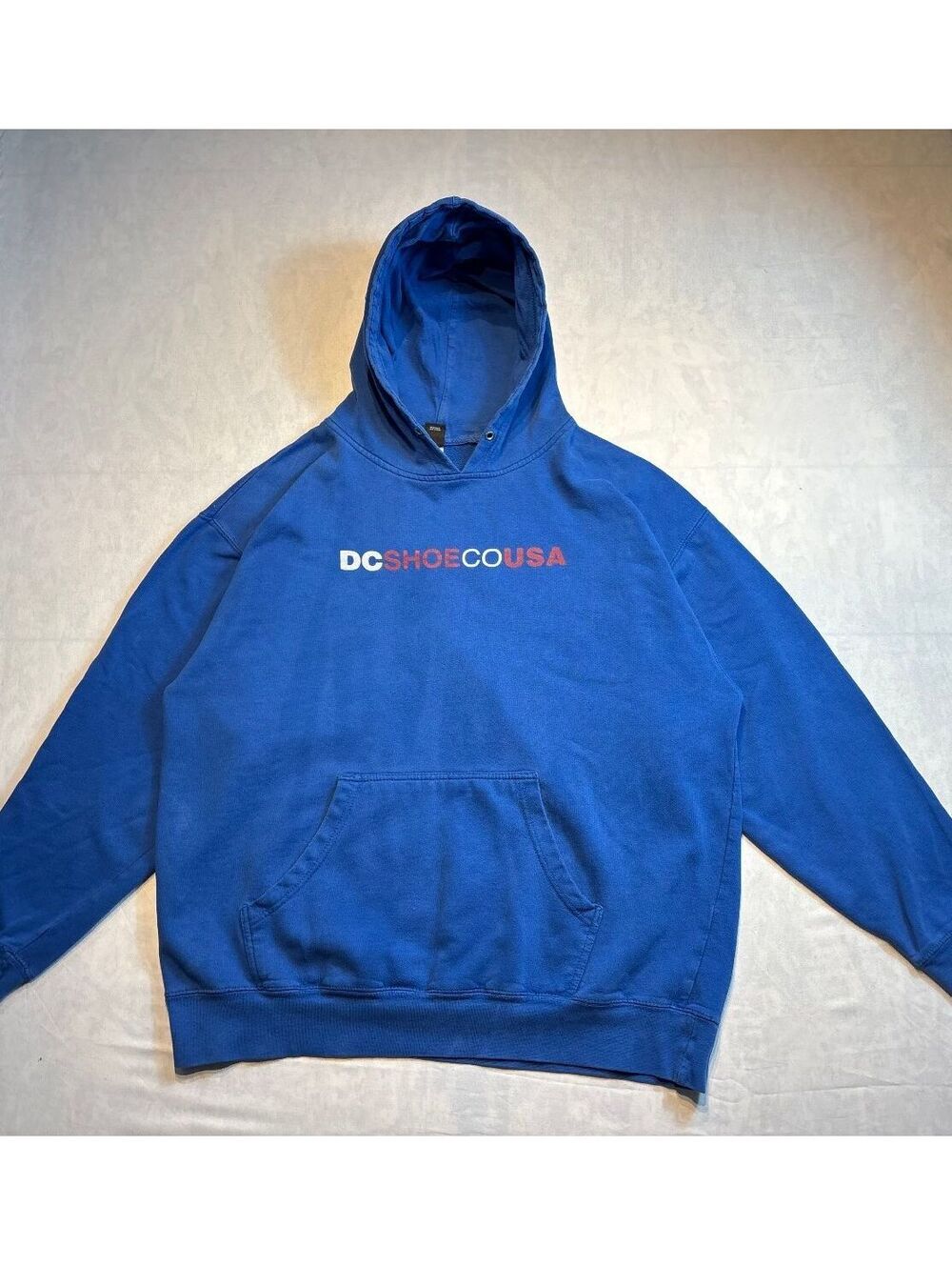 Vintage DC Shoes Blue Hoodie Heavyweight Skater Simple Print